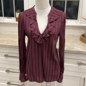 PAIGE Russo ruffle v-neck blouse XS